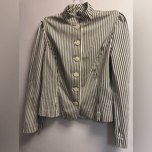 EUC American Living Cream with Dark Brown Stripes Short Croped Jacket Medium